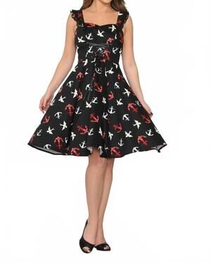 NEW ORCHID BLOOM swallow swing dress in black